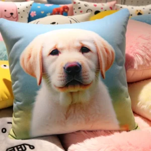 lovely dogs printed on the pillow.